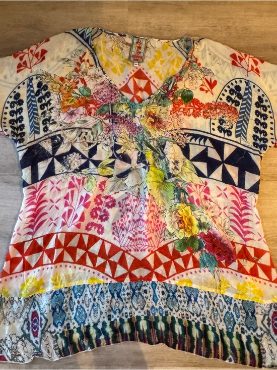 Johnny Was Tops - Johnny Was Womens 3X Multicolor Boho Floral Print Tunic Top